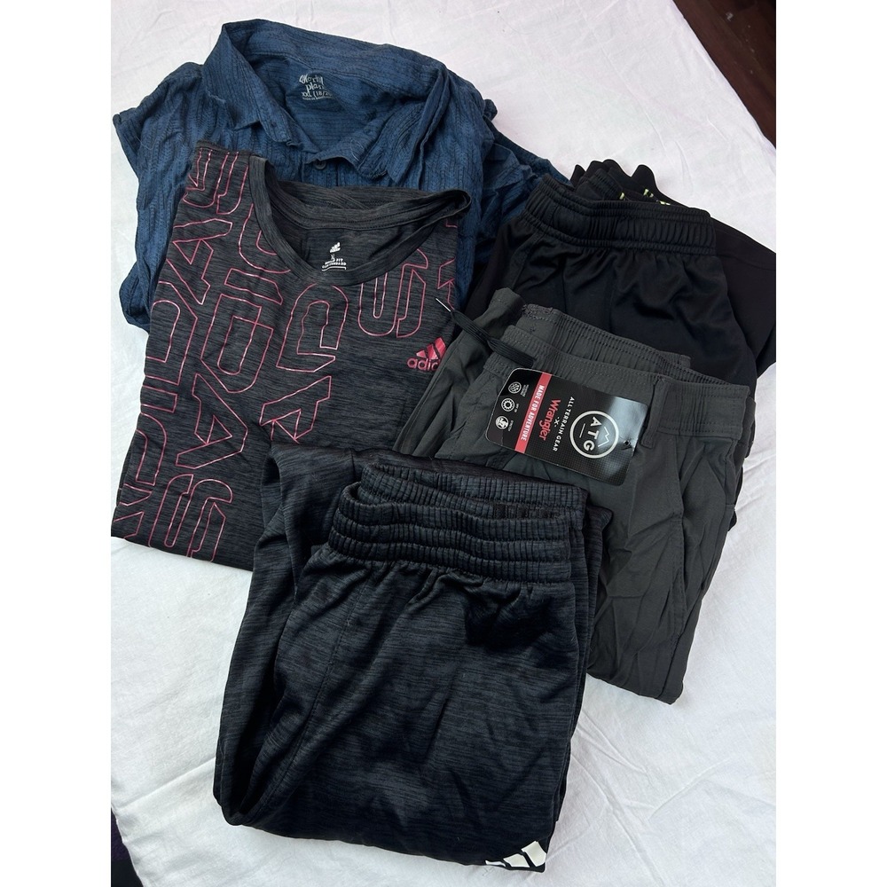 Boys Lot XL 18/20 Athletic Shirt Button Shirt Joggers x3 Black Blue Red